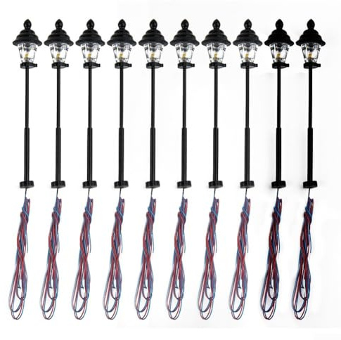 Pack de 10 faroles LED Park Lanterns Lámparas para N Escala 1 160 Modelo Ferrocarril