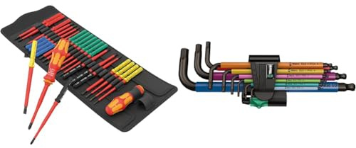 Wera 05006617001 Kraftform Kompakt VDE Big Pack 1, 26-teilig & 950 SPKL/9 SM N Multicolour Winkelschlüsselsatz, metrisch, BlackLaser, 9-teilig, 05022089001