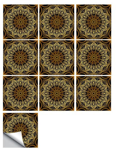 Türaufkleber Retro Ziegelfliesenaufkleber Für Zuhause Küche Taille Dekorative Wandaufkleber Gold 15 X 15 Cm