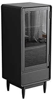 Weinschrank Weinschrank aus Holz mit 1 Schublade und 1 Tür, multifunktionaler Aufbewahrungsschrank for das Wohnzimmer in der Küche Ein Schrank zur Aufbewahrung alkoholischer Getränk(Grigio)