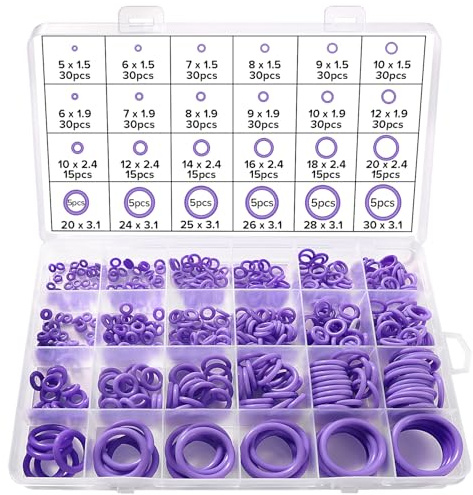 Lyeteung 480 Stücke 24 Größen O Ring Dichtungsringe Set, Silikon Dichtungen Ringe Kit, O Ring Sortiment, für Sanitär Unterlegscheiben Auto Schnellreparatur, Lila