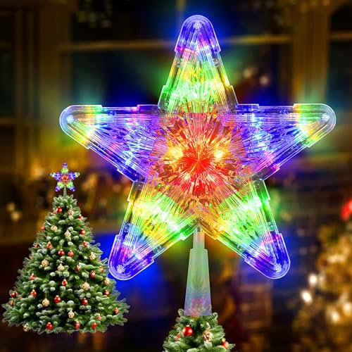 Étoile Sapin de Noel, Étoile Sapin Noel Lumineuse avec 30 LEDs, Étoile pour Sapin de Noël avec 2 Modes, Décoration d'arbre de Noël 9 x 1.57 in, Fonctionne sur Batterie