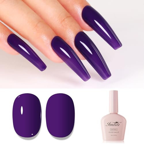 Imtiti Purple Starry Sky Gel Nail Polish, High Gloss Soak Off UV LED Nail Set 10ML