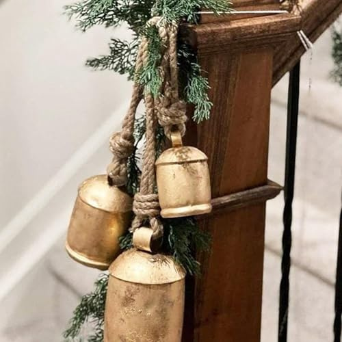 Generic Weihnachtsglöckchen zum Aufhängen XXL groß, Glocken Vintage Glöckchen, rustikal Metallglöckchen, Weihnachtsbaumdekoration, Glocke, Ornament, Wand deko (3pc)