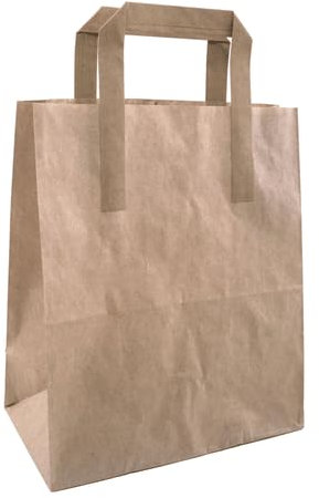 250 Small Kraft Paper Bags with Flat Handles – 7x9x3.5 inch | 70gsm | Recyclable Brown Paper Gift Bags for Groceries, Lunch, Parties & Shops