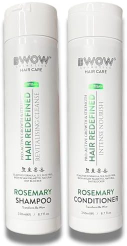 Rosemary Saw Palmetto Shampoo & Conditioner Set - Advanced 2% Actives DHT Blocking Formula, Vegan, SLS & SLES Free, pH Balanced, Unscented, For Scalp Health, Hair Growth, Thinning Hair & Volume, 500ml
