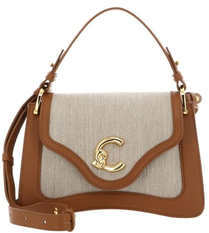 Coccinelle borsa a tracolla borsetta C-Me Canvas Handbag Natural/Cuir marrone