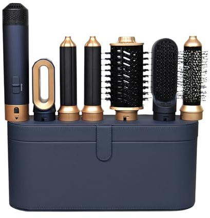 Luvién 6-i-1 Hårfön Multistyler, 1000W, 6 Stylingverktyg, Coanda Effekt, Airstyler, Blå (Med Läderlåda)