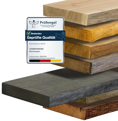 tømmermann Wandregal Schweberegal massiv Eiche - Bücherregal Holz Regal mit Baumkante Hängeregal Regalbrett aus massivholz Wandboard deko Regal Wand Shelf | 150 cm breit Farbe Antik Schwarz