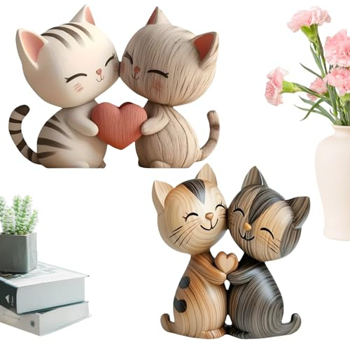 Rbleote Katzen Deko 2er-Pack 2D-Flache Schreibtischdekoration Katzendeko Für Tisch Bücherhaustierliebhaber Wohnzimmer Flur Geburtstag Weihnachten