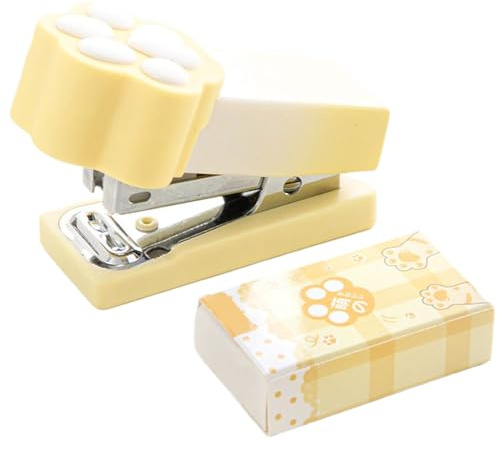 Mini agrafeuse de poche, jolie griffe de chat, outil d'agrafage compact avec lisse, papeterie de bureau pour enfants, étudiants, école, voyage, Noël, reliure de feuilles