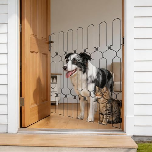 AOFANPET Retractable Dog Gate for Front Door, 35 Safety Metal Pet Gate for Dogs When Opening, Easy Install Front Entry Dog Door Barrier