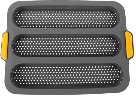 VALICLUD Molde de Silicona para Hornear Pan 3 Ranuras Antiadherente, Molde para Baguette y Panecillos, Resistente al Horno, Color Gris Oscuro, Tamaño Compacto para Cocina Doméstica