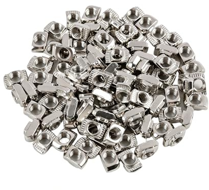 100 Stück M5 Nutensteine Nut 6 für 2020 Aluprofil 20x20 – T-Nutenstein Schienenstein Kohlenstoffstahl vernickelt – Verbindungselemente Zubehör für Aluminiumprofil Rahmenbau
