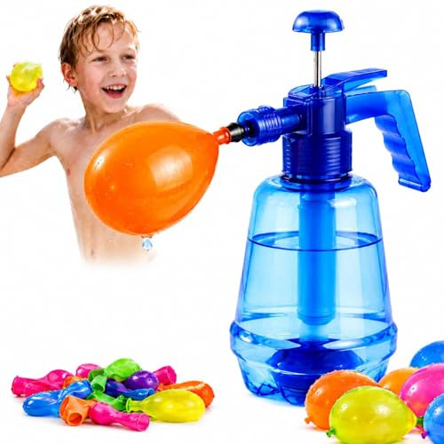 Pompa Per Bombe Ad Acqua O Palloncini Con 500 Palloncini, Stazione Di Riempimento 1,5L Per Aria E Acqua, Colore Casuale, Gioco Estivo Per Gavettoni Giardino, Spiaggia E Piscina