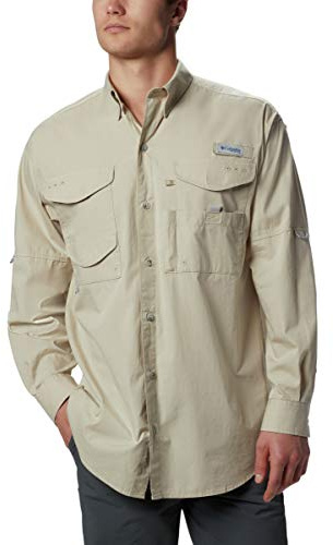Columbia PFG Short Sleeve Shirt Bonehead-Camisa de Manga Corta, Hombre, fósil, L
