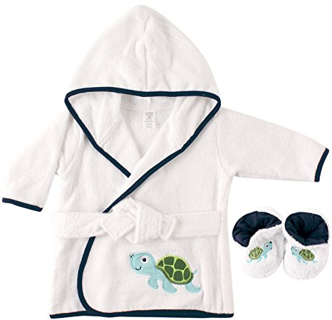 Luvable Friends Unisex Baby Cotton Terry Bathrobe, Turtle, One Size
