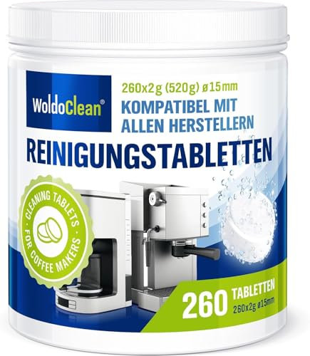 Cleaning Tablets for Coffee and Espresso Machine - Pack of 260, Cleaner Suitable for Automatic Coffee Makers and Capsule Machines