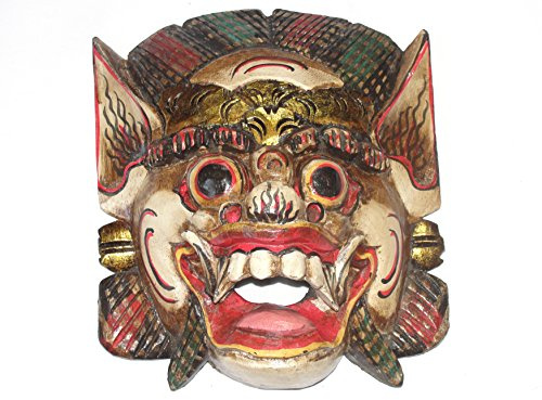 Holzmaske Barong II, 20cm Wandmaske braun Wandskulptur Barongmaske für die Wand Wanddeko