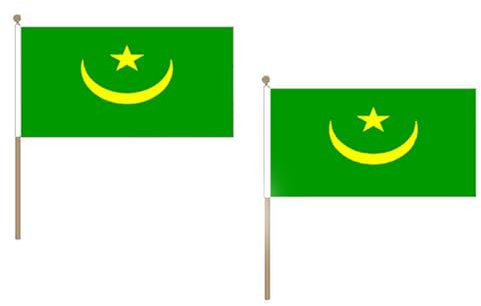 AZ FLAG STOCKFLAGGE MAURETANIEN 45x30cm mit holzmast - 10 stück MAURETANISCHE STOCKFAHNE 30 x 45 cm - flaggen