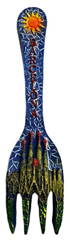 3D-Kühlschrankmagnet, Motiv: Barcelona, Spanien, Gabel-Stil, Souvenir-Aufkleber, handgefertigt, Heim- und Küchendekoration, Kühlschrankmagnet