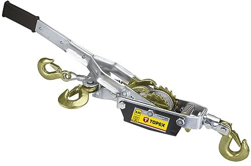 TOPEX Seilzug mit Ratsche Handseilzug Handseilwinde Seilzug Hebezug Handwinde Seil Kettenwinde Flaschenzug Handhebelseilzug Drahtseilzug Seilwinde – 3.5 Tonnen Seil Länge 2.5 m