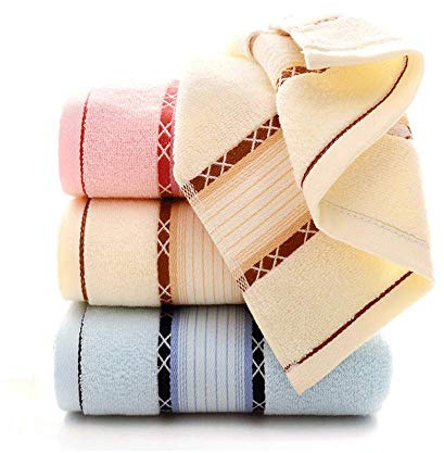Qrity 3 Pièces Ensembles de Serviettes, Serviette de Bain Bale Ensemble Cadeau 100% Coton, 35 x 75 cm Serviettes à Main Absorbants