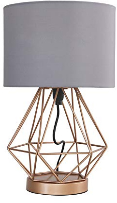 MiniSun | Modern Copper Metal Basket Touch Table Lamp with a Grey Shade | Table Lamps, Home Décor & Improvement Essential