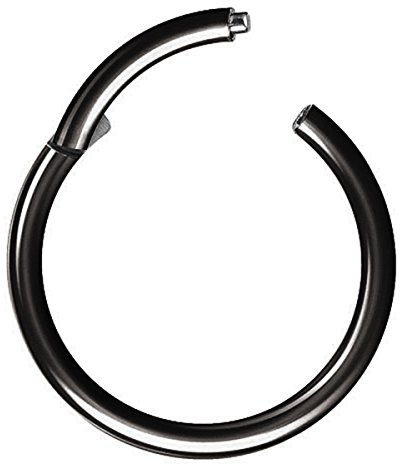 Piersando Titan Piercing Ring für Septum Tragus Helix Ohr Nase Lippe Brust Intim Nasenpiercing Ohrpiercing Lippenpiercing Clicker Scharnier Schwarz 1,2mm x 7mm