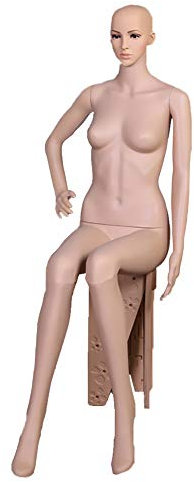 ZHWNGXOlian Damen Schaufensterpuppen Torso Weibliche Hautfarbe Sitzmodell Schaufensterpuppen Requisiten Für Kleidung Display 175 cm (einschließlich Sitzhocker)
