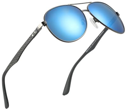ZENOTTIC Piloto Gafas de sol polarizadas Hombres Mujeres Fibra de carbono Marcos de metal UV400 Protección Unisex Clásico Estilo Retro