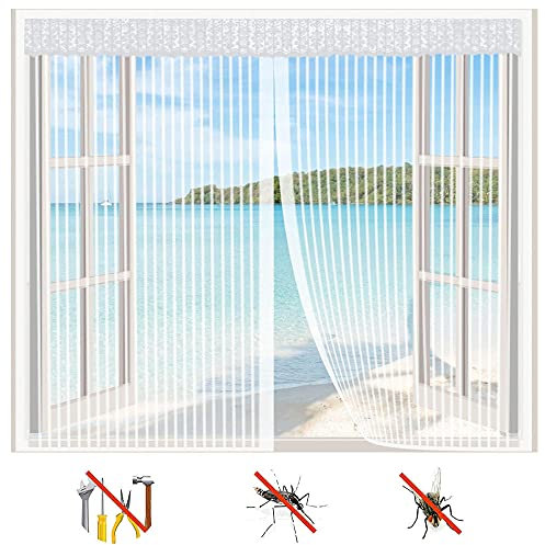 Mosquitera Magnética La Protección Antiinsectos Para Ventanas,130x150cm(WxH) Cierre Automático Cortina De Ventana Para Prevenir Mosquitos Y Insectos,Montaje Rápido sin Taladrar - Blanco