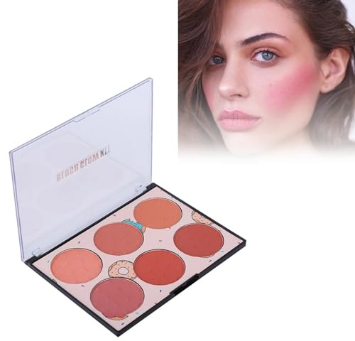 Paleta de colorete de 6 colores, colorete de maquillaje facial, duradero, impermeable, resistente al sudor, cosmético, uso en muchas ocasiones, rubor, cosmético, multifuncional, rubor irritación,(01)
