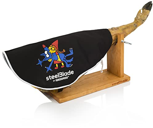 Steelblade Cubre Jamón Kukuxumusu Color Negro - Algodón 50% - Funda Jamón 55 cm - Ideal Tanto para Jamones como Paletas - Modelo Besukao