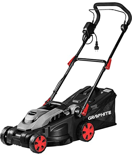 GRAPHITE Tondeuse à gazon électrique 1500 W, denture rotative 3 500 min¹, largeur de coupe 360 mm, hauteur de coupe 20/35/50 mm, bac de ramassage 35 l, masse 10,1 kg