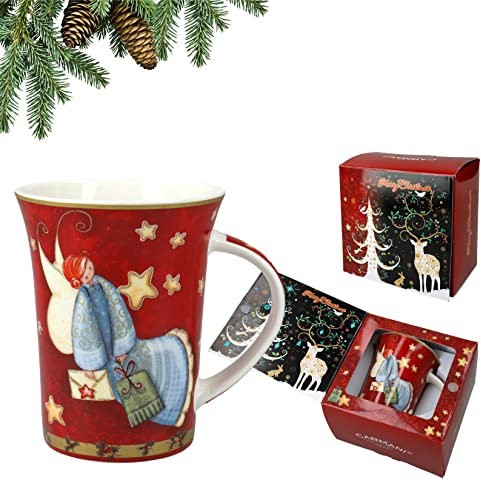 Carmani - Tasse de Noël, tasse festive pour thé, café, chocolat chaud décorée avec thème de Noël, 350 ml