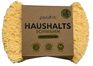 pandoo Haushalts-Schwämme | Bio Reinigungsschwamm, Küchenschwamm, Spülschwamm, Geschirrschwamm, Biologisch Abbaubar, Umweltfreundlich, Wiederverwendbar und Nachhaltig (4 Stück)