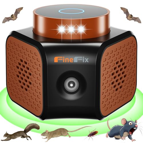 FINEFIX Ultrasonic 360° Rodent Repeller Plug in 4 Modes Indoor Mouse Repeller Indoor Squirrel Repeller Modern Solution Ultrasonic Repellent Ultrasonic Mouse Socket
