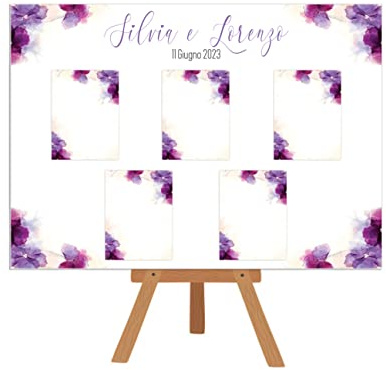 CESANA LIKE PHOTO Tableau de Mariage Matrimonio Fiori Lilla - Tableau de Mariage Nozze Fiori Acquerello Viola