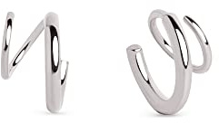 SINGULARU - Spiralörhängen - sterling silver örhänge i 18 karats guld eller rodiumplätering - örhängen utan lås - damsmycken - olika finish, Eén maat, Silver, Ingen ädelsten