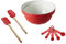 Prestige Disney - Juego de 2 cuencos y utensilios de cocina para hornear con Mickey Mouse con cuenco de cerámica, espátula de silicona y cucharas medidoras