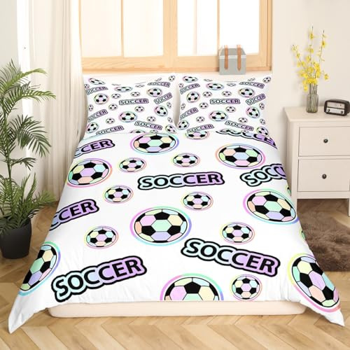 Feelyou Colorful Soccer Ball Duvet Cover Set Twin Size for Kids