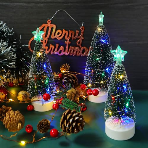3 Stück LED Mini Weihnachtsbaum,Tannenbaum Künstlich Klein,Bunte Lichter Weihnachtsbaum,Mini Weihnachtsbaum mit Led,Mini Weihnachtsbaum mit Beleuchtung,Weihnachten Deko 16/19/21cm
