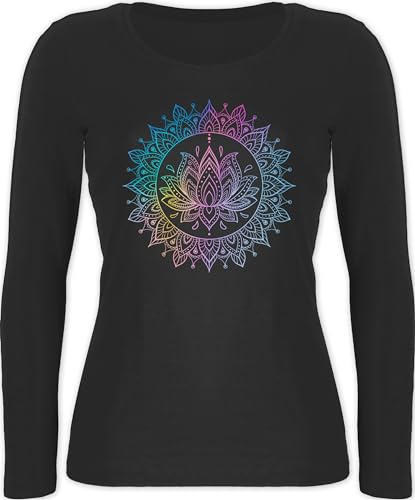 Shirtracer - Langarmshirt Damen - Yoga - Mandala Lotusblume I Spirituelle Meditation I Pilates Lotus Entspannung