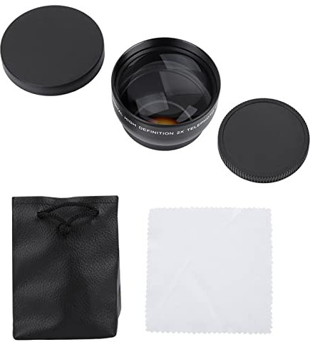 MUNEFE Teleconvertitore con Ingrandimento 2X da 52 Mm, Teleobiettivo in Lega di Alluminio, Lente di Conversione Teleobiettivo HD per Fotocamera con Supporto