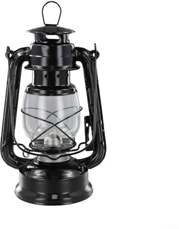 Lampe à pétrole extérieure, Lanterne tempête, Lampe à pétrole extérieure, à huile rétro lampes à kérosène lampe portable lanterne de table, pour la maison, le jardin, le camping (noir-25 cm)