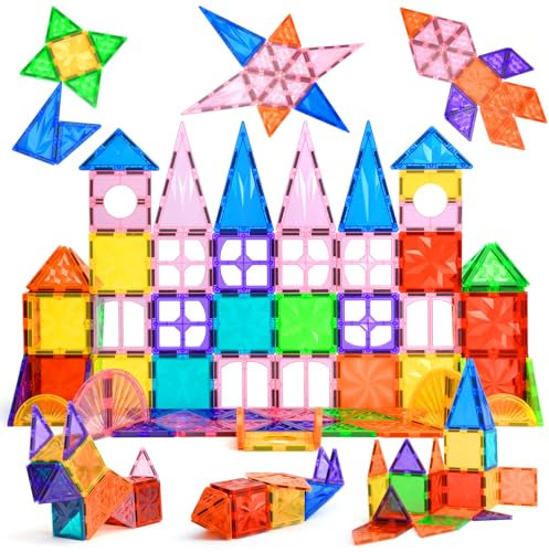DXJXMAX Magnetische Bausteine 80 Teile, Magnetspielzeug Magnetische Fliesen, Magnetische Bauklötze Baukasten Kinder STEM Förderung der Kreativität, Kinderspiele für 3+ Jahre alte Jungen und Mädchen