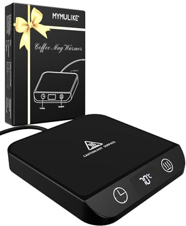 MYMULIKE Mug Warmer, Coffee Mug Warmer with 6 Temperatures (45℃-70℃ LED Display Electric Smart Beverage Coffee Warmer Cup Warmer & Timer Auto Shut of Coffee, Tea, Milk, Mug Warmer for Office or Home