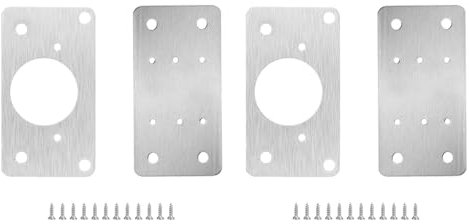 Cabinet Hinge Repair Plate, 2 Pairs Stainless Steel Kitchen Door Hinge Repair Plate with Screws, Hinge Fixing Plate for Cupboard Wood Furniture