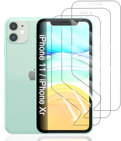 Hhfcryst Pellicola Idrogel Protettiva per iPhone 11 /iPhone Xr, 3 Pezzi HD Trasparente Morbido TPU Protezioni per Lo Schermo(Non Vetro Temperato)